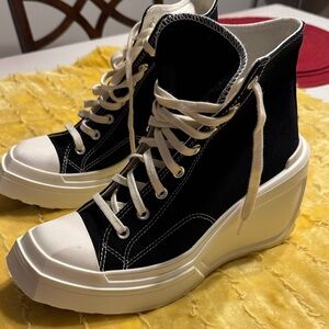 Chic High-Top Black and Cream Sneakers